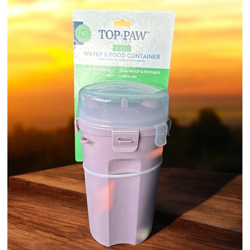 Top Paw For Travel Container‎ For Dog 2-in-1 Food And Water Leak Proof Portable